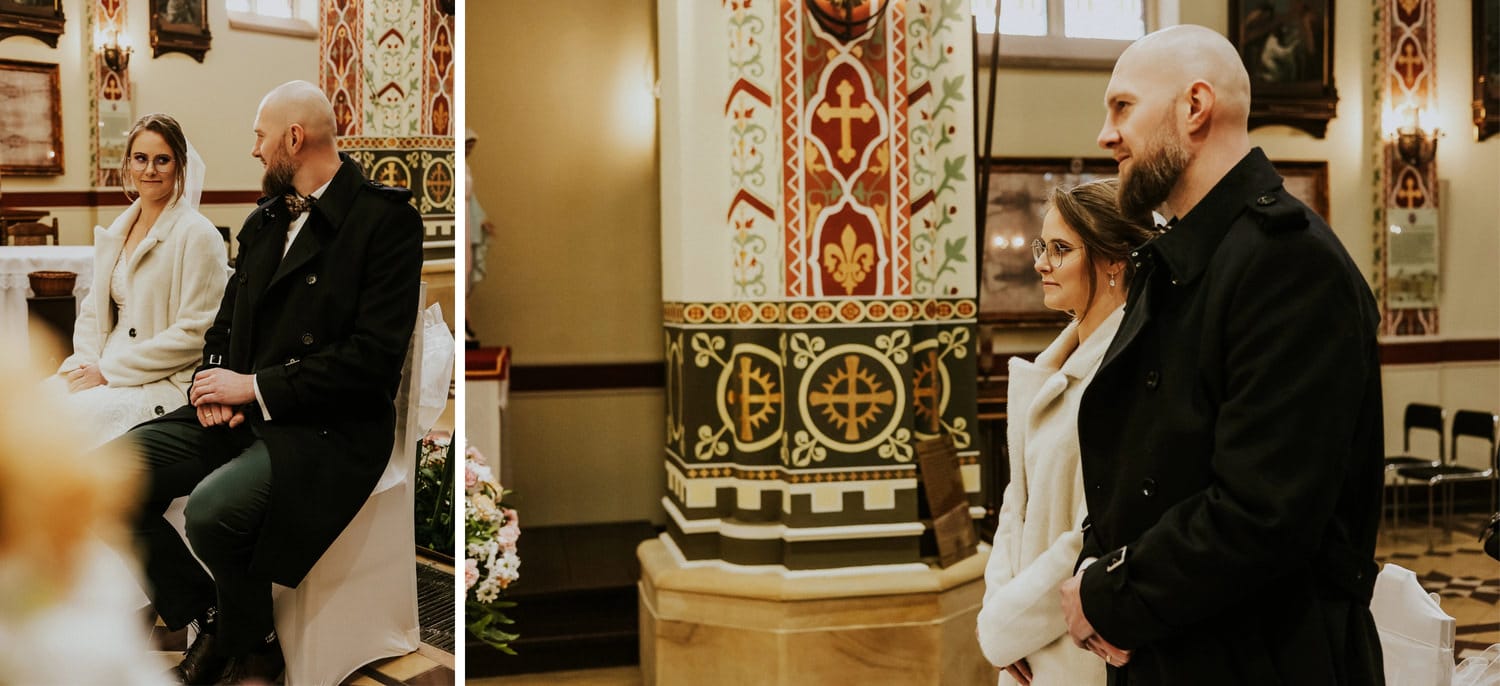 Para w kościele podczas ceremonii ślubnej