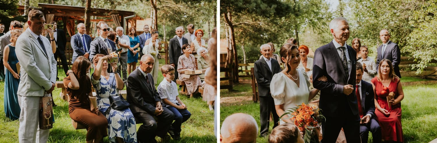 Goście weselni w plenerze, ceremonia ślubna.