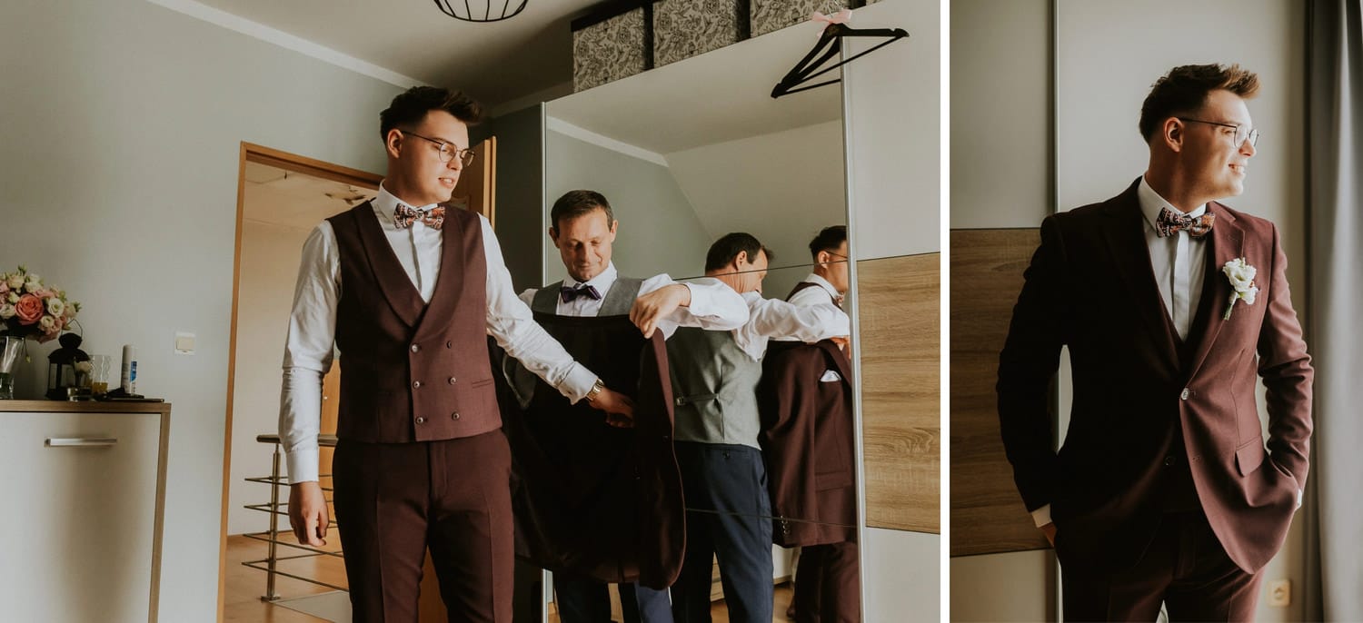 portret pana młodego w trakcie przygotowań